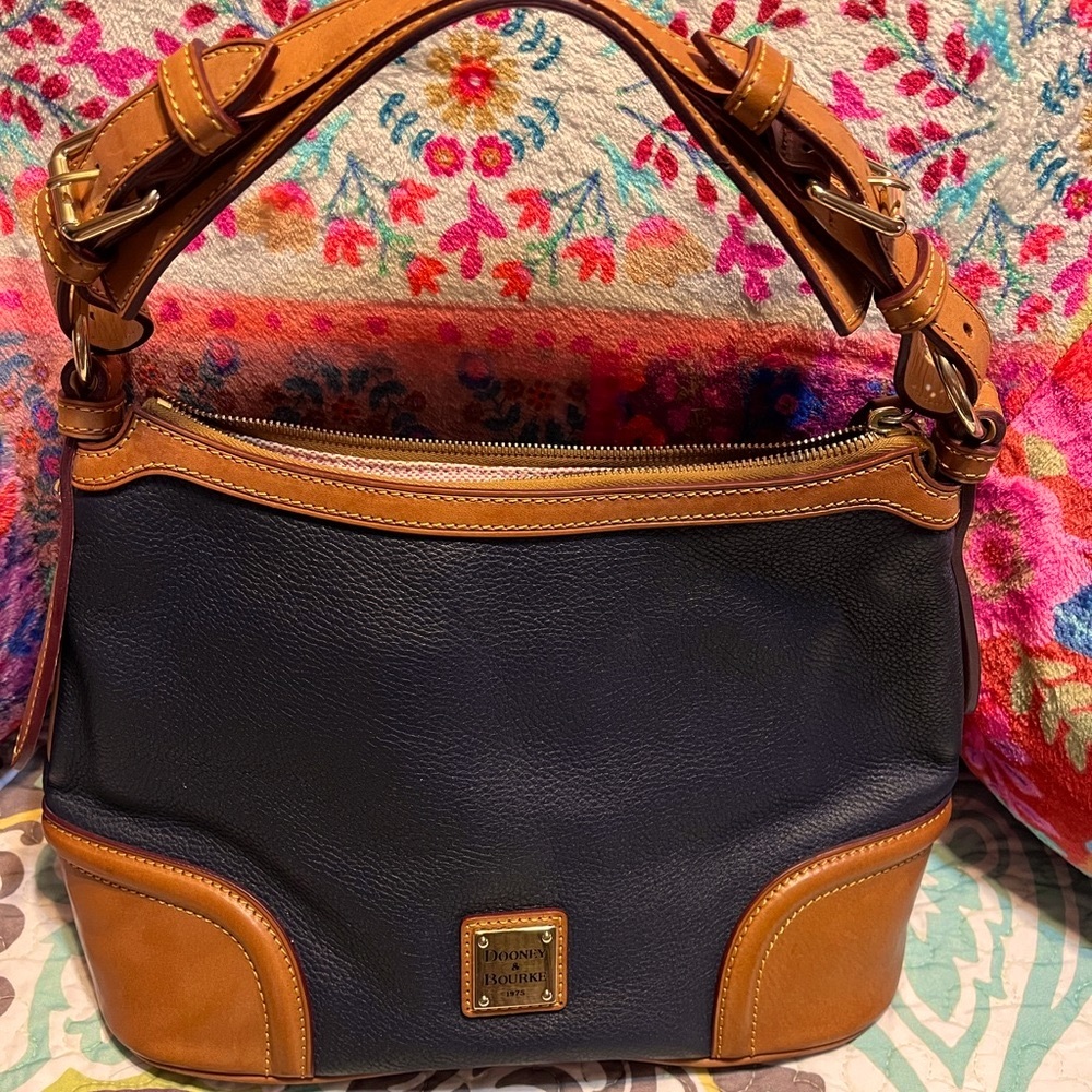 Dooney and Bourke Navy Pebble Leather Hobo